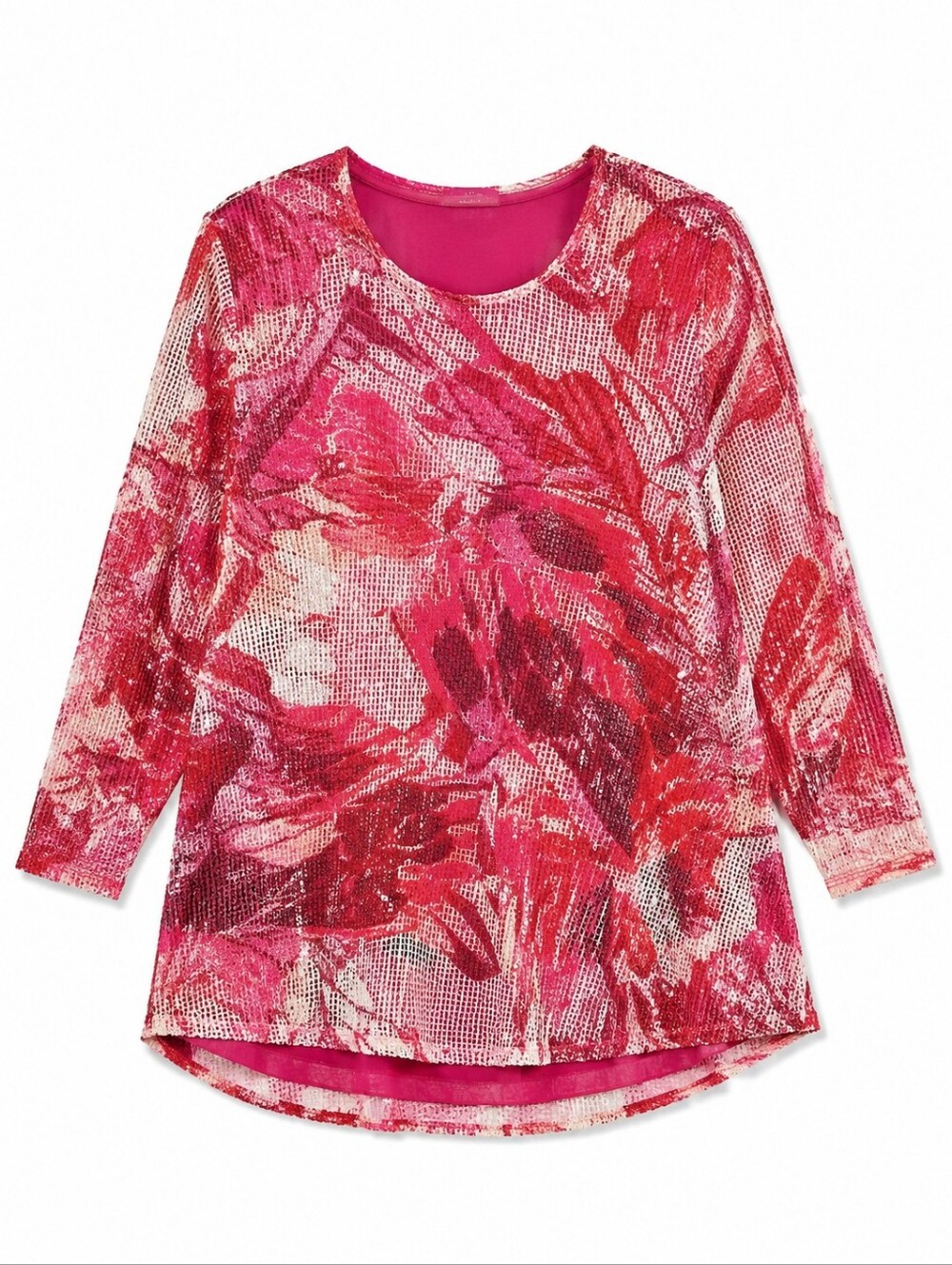 BonWorth Mesh Overlay Top Attached Tank Sequin Floral Print
